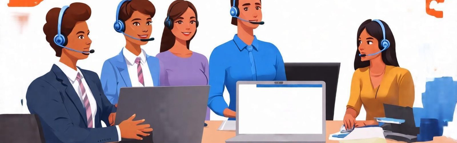 Professional editorial illustration of a remote interview setup for JobFii